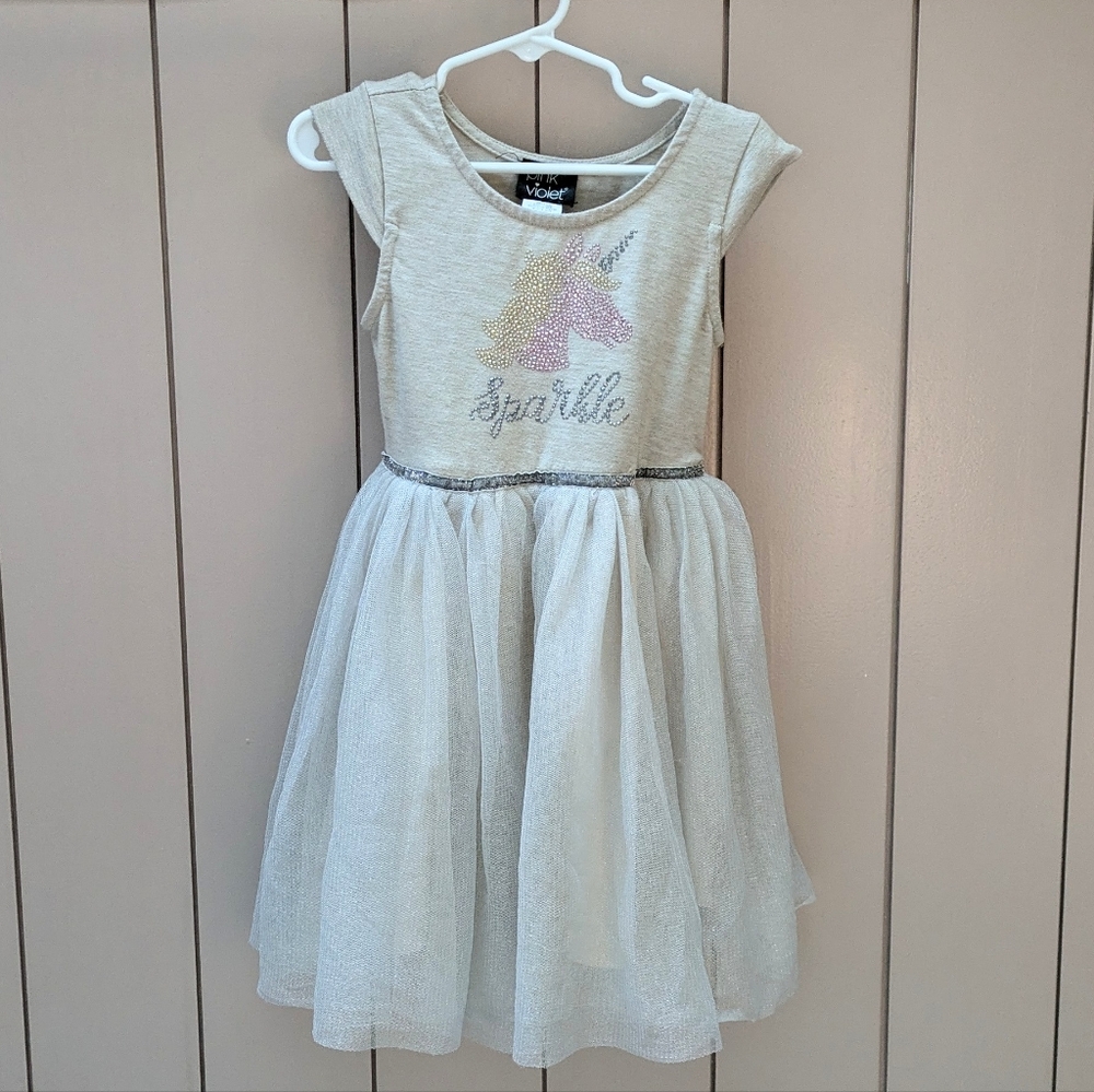 Pink & Violet Unicorn Tulle Twirly Dress